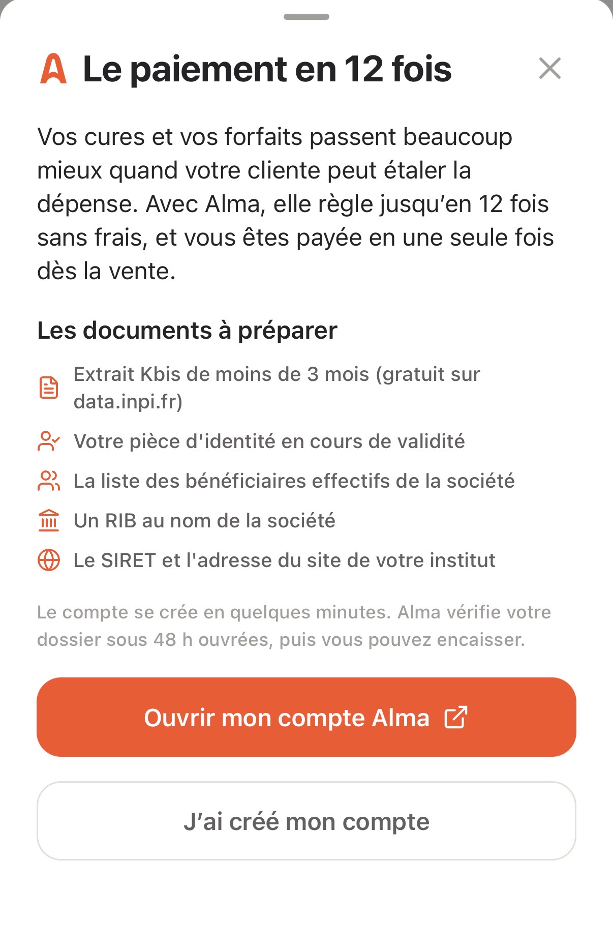 Paiement des cures en plusieurs fois avec Alma